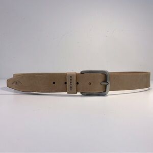 Police Genuine Leather Beige Suede Belt Western  Buckle Women Unisex 35-39 Inch